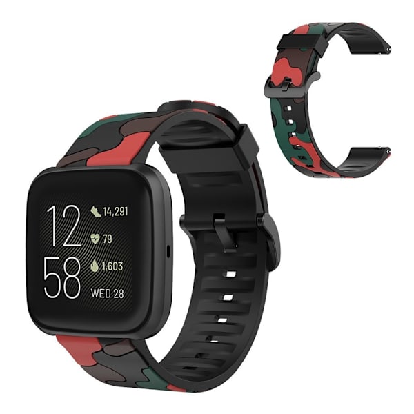 Fitbit Versa 2 / Lite camouflage silikonikellonauha - Punainen Red