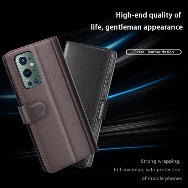 Genuine Nahkakotelo With Credit Card Slots For OnePlus 9 Pro - M Black