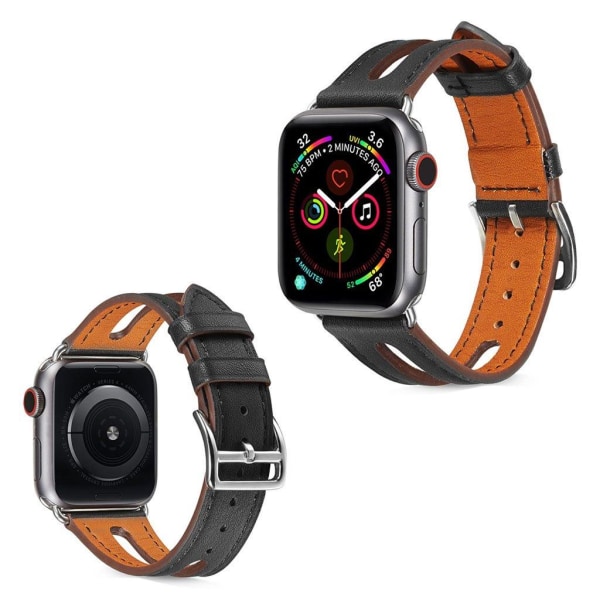 Apple Watch Series 5 40mm læder Læder Urrem - Sort Black