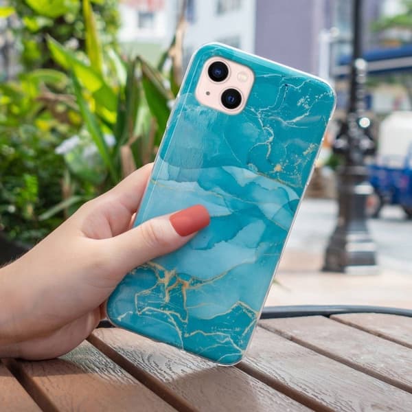 Marble iPhone 14 Etui - Grønn Green
