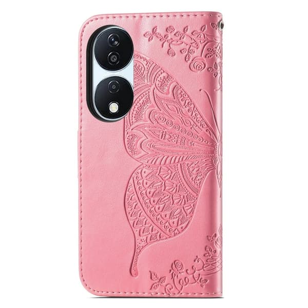 Butterfly läder Honor X7b fodral - Rosa Rosa