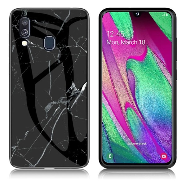 Fantasy Marmor Samsung Galaxy A40 skal - Svart Svart