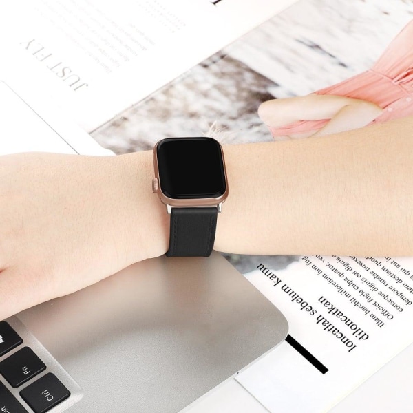 Apple Watch (45mm) Mjuk Top Layer äkta Läder Klockarmband - Svar Svart