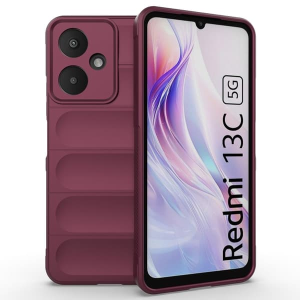 Mjukt greppformat Xiaomi Redmi 13C skal - Vinröd Röd