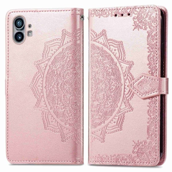Mandala läder Nothing Phone (1) fodral - Rosa Rosa