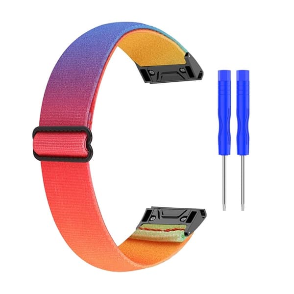 Elastiskt klockarmband i nylon med coolt mönster för Garmin-klocka - Färgstark multifärg