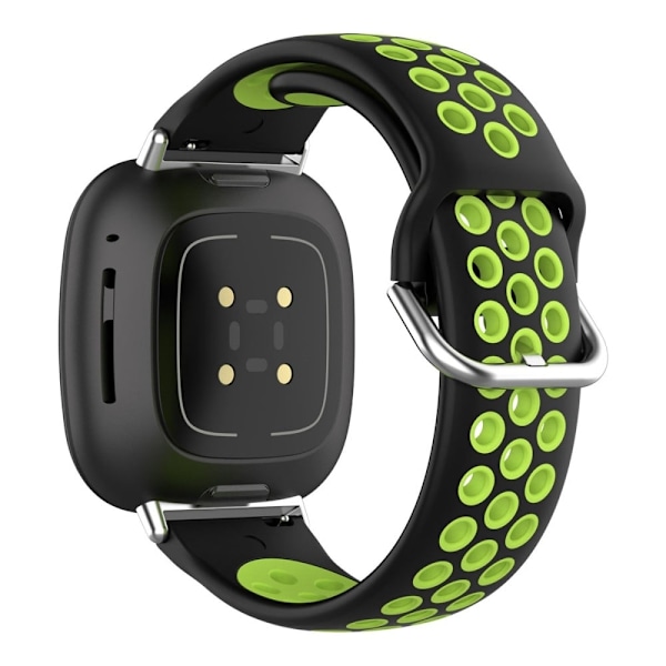 Fitbit Sense 2 / Versa 4 tofarvet silikone-urrem - Sort / Lime Green