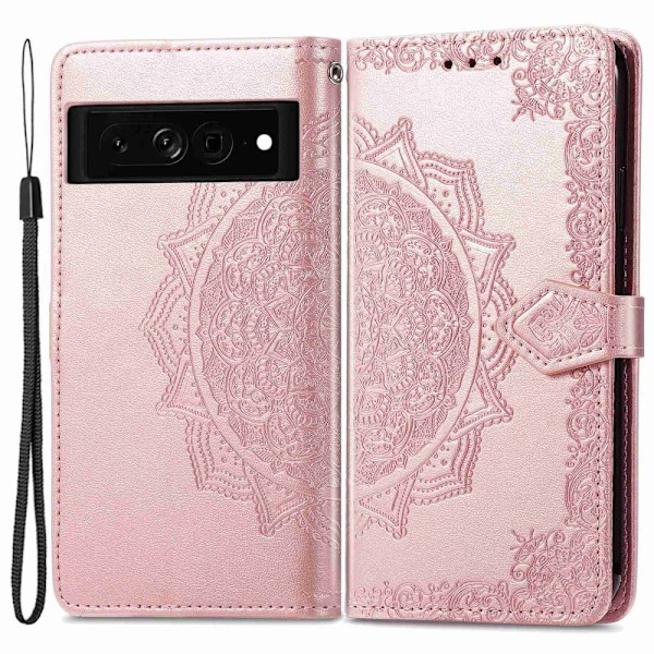 Mandala läder Google Pixel 7 fodral - Rosa Rosa
