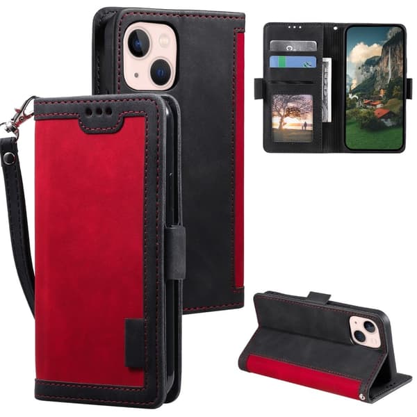 Surburbian iPhone 15 læder flip etui - Rød Red