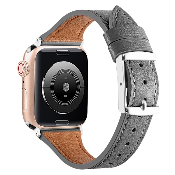Apple Watch Series 8 (41mm) klockarmband i äkta läder - Grå Silvergrå