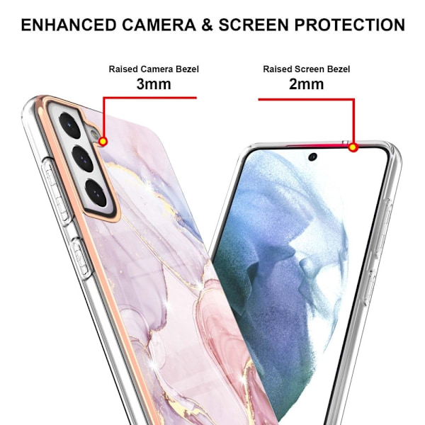 Marmormotiv Samsung Galaxy S21 FE skal - Roséguld Marmor Dimma multifärg