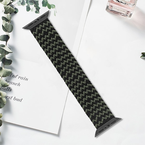 Apple Watch Series 8 (41mm) joustava kudottu kellonhihna - Musta / Vihreä / Koko: Xl Black