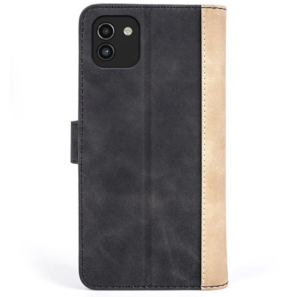 To-farvet Samsung Galaxy A03 læderetui - Sort Black