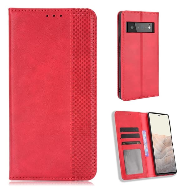 Bofink Vintage Google Pixel 6 lærveske - Rød Red