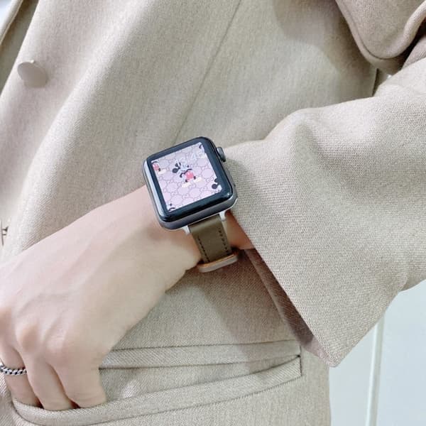 Apple Watch 40 mm urrem i læder med dobbelt trykknap - Mørkebrun Brown