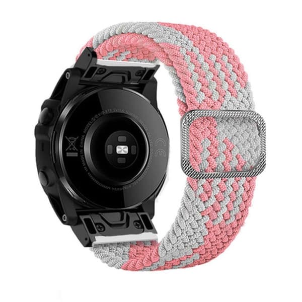 26 mm nylonarmband för Garmin- och Coros-klockor med spänne - Rosa / Vit Rosa
