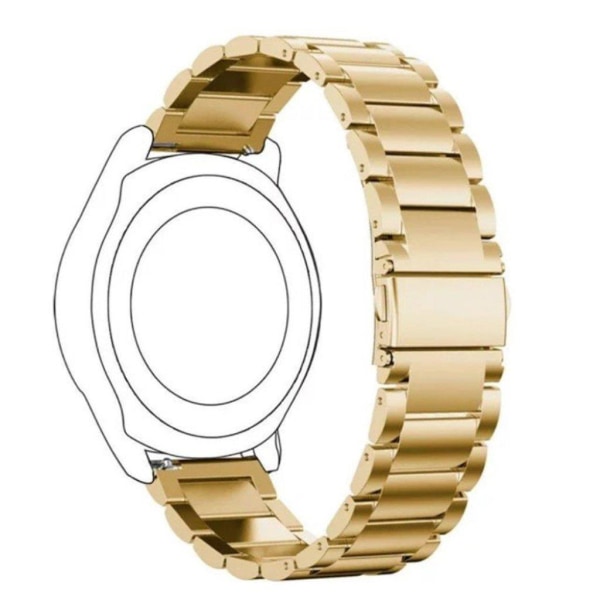 22mm Universal three bead stainless steel watch band - Gold Guld