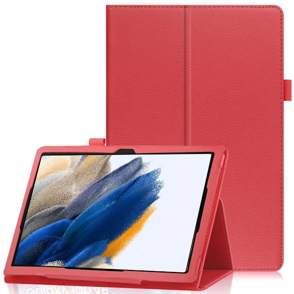 Foldbart etui med Lichi-tekstur til Samsung Galaxy Tab A8 10.5 (2021) - Rød Red