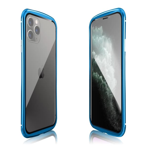 Luphie Wasp iPhone 11 Pro Max Alu-stötfångare + glas - Blå Blå