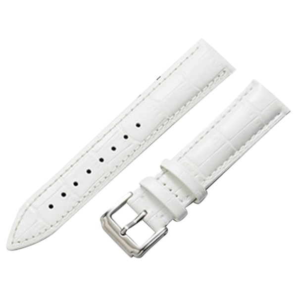 16mm Universal klockarmband i äkta läder - Vit Vit
