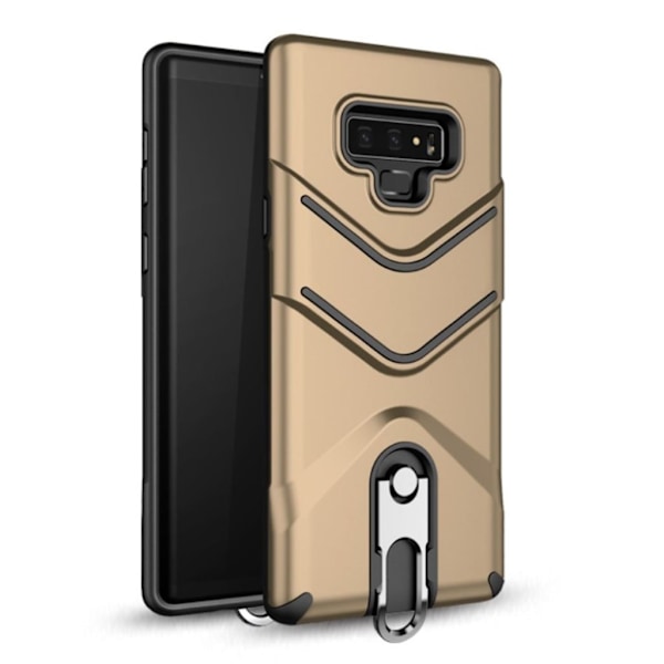 Samsung Galaxy Note9 beskyttelsesetui i hybrid materialer med indbygget stativ - Guld Gold