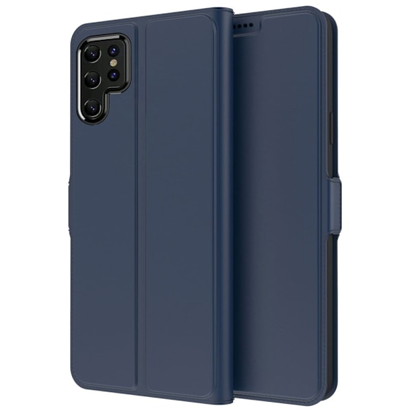 Smidigt och tunt PU-läder Samsung Galaxy S21 Ultra 5G fodral - Blå Blå