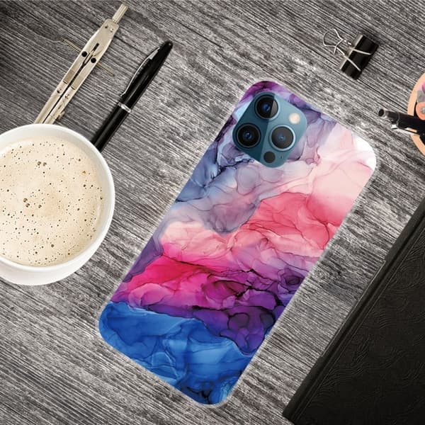 Marble iPhone 15 Pro Etui - Aqueous Vibrant Mønster Red