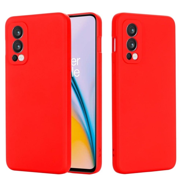 Matt OnePlus Nord 2 5G skal av flytande silikon - Röd Röd