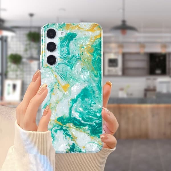 Marble Samsung Galaxy S23 Plus Etui - Grøn Marmor Green