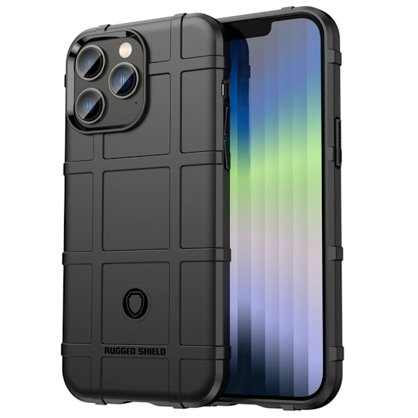 iPhone 14 Pro 6,1 tommer robust firkantet gitter skridsikkert telefonetui fortykket fleksibel bagcoverbeskytter - Sort Black