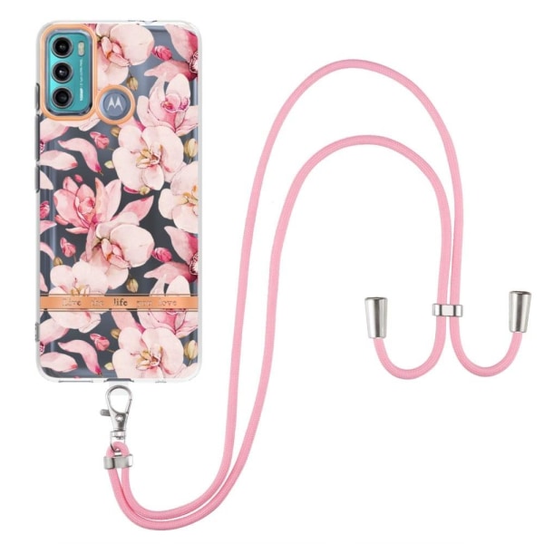 Slim and durable softcover with lanyard for Motorola Moto G40 Fu Rosa