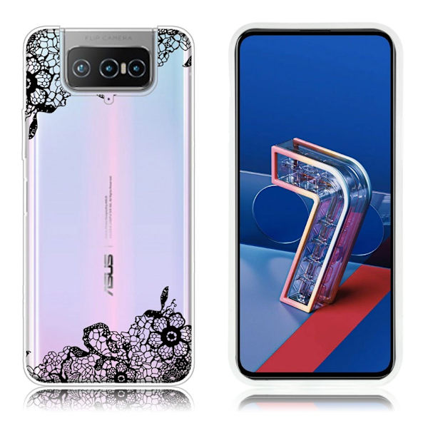 Deco Asus Zenfone 7 Pro Etui - Lace Blomst Black