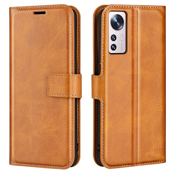 Xiaomi 12 Lite nahkainen lompakokkotelo - Keltainen Brown