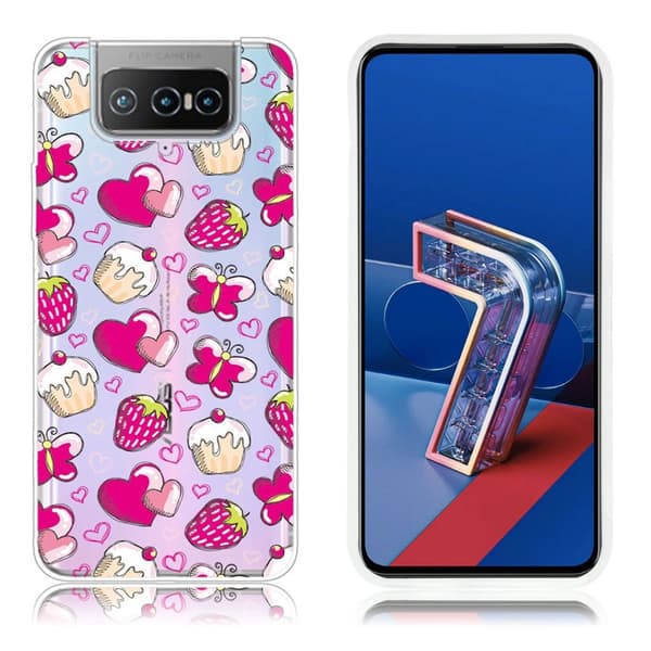 Deco Asus Zenfone 7 Pro skal - Jordgubbar Rosa