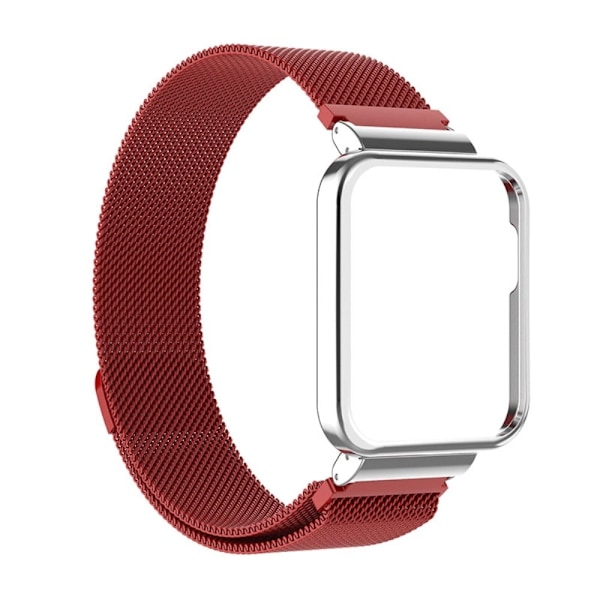 Xiaomi Redmi Watch 2 ruostumattomasta teräksestä valmistettu ranneke ja suojus - Punainen / Hopea Runko Red
