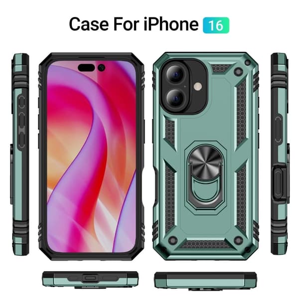 Bofink Combat iPhone 16 kotelot - Mustanvihreä Green
