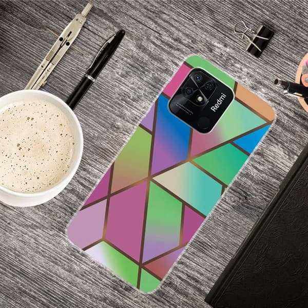 Marmormotiv Xiaomi Redmi 10C skal - Rosa/Grön Och Blå Gradienter multifärg