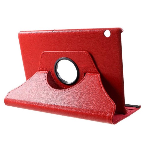 Huawei MediaPad T5 roterande  tablett skyddsfodral av syntetläde Röd