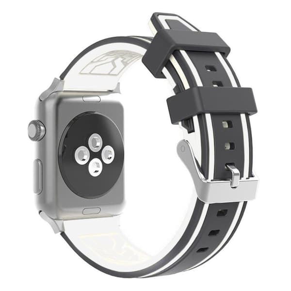 Apple Watch 42mm tofarvet silikone Urrem - Sort / Hvid White