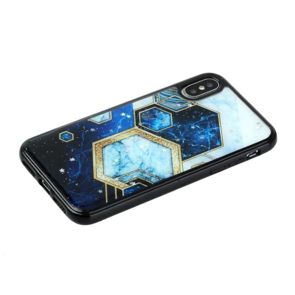 Marble design iPhone Xs Max cover - Blå Diamanter Og Stjerner Blue
