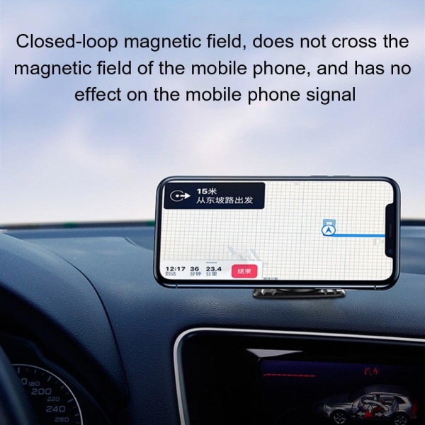 Universal magnetic rotatable car phone holder - Grey Silvergrå