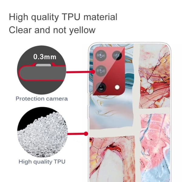Marble Samsung Galaxy S21 Ultra Etui - Wavy Marble Tile Multicolor