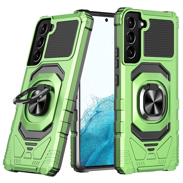 Slitstarkt hårdplastskal med mjuk insida och kickstand för Samsung Galaxy S22 - Grön Grön
