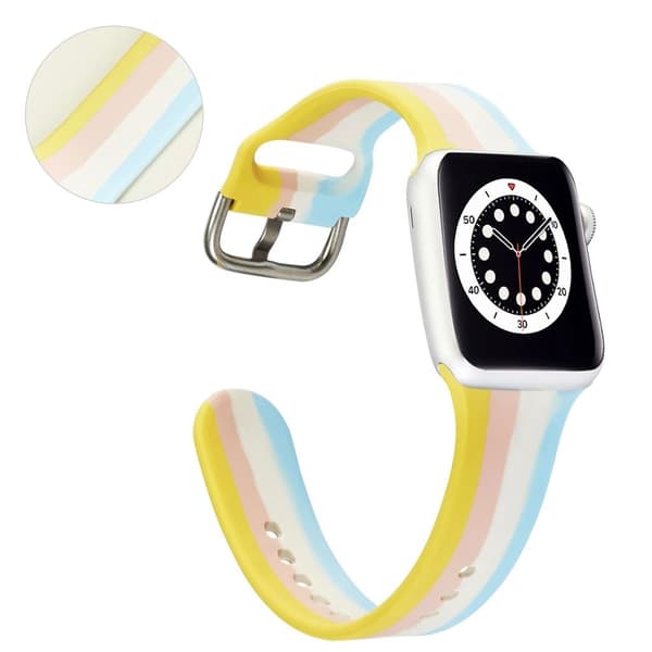 Apple Watch 40 mm regnbuestribet silikone-urrem - Gul Yellow