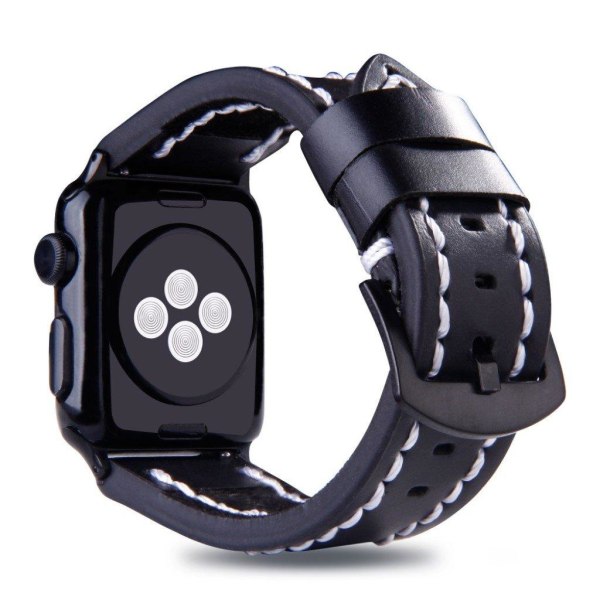 Apple Watch Series 4 40mm klockband med överlager av koläder - S Svart