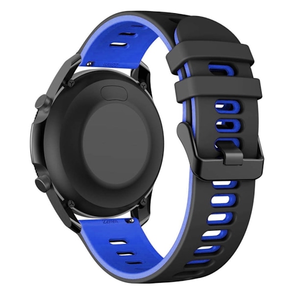 22mm Universal dual color silikone urrem - Sort / Blå Blue