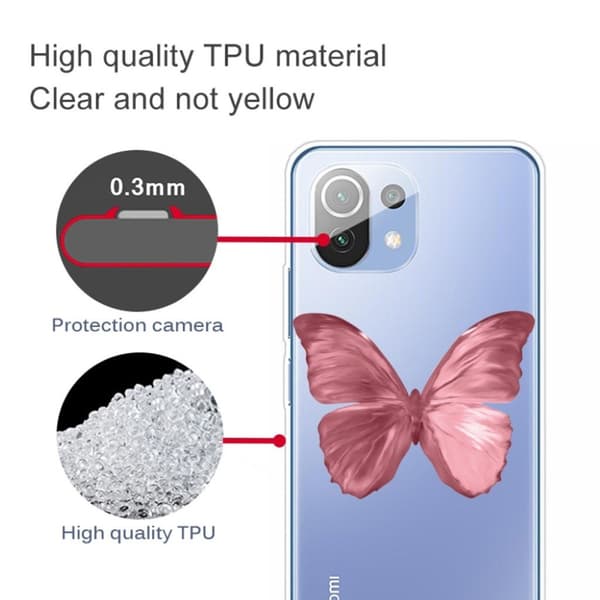 Butterfly läder Xiaomi Mi 11 Pro fodral - Rosa Rosa