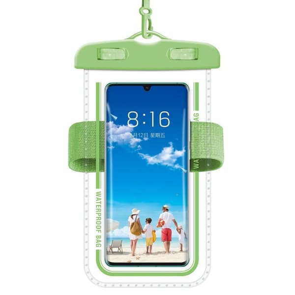 Universal waterproof phone bag with lanyard and strap - Green Green