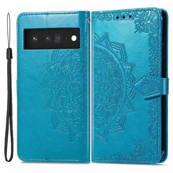 Mandala Google Pixel 6 Pro Flip Etui - Blå Blue