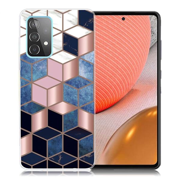 Marble Samsung Galaxy A72 5G Etui - Blå / Gull Terning Multicolor